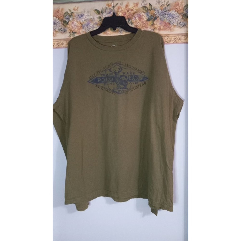 Polo by Rallph Lauren Large Green Casual Comfort Deer Long Sleeve Shirt